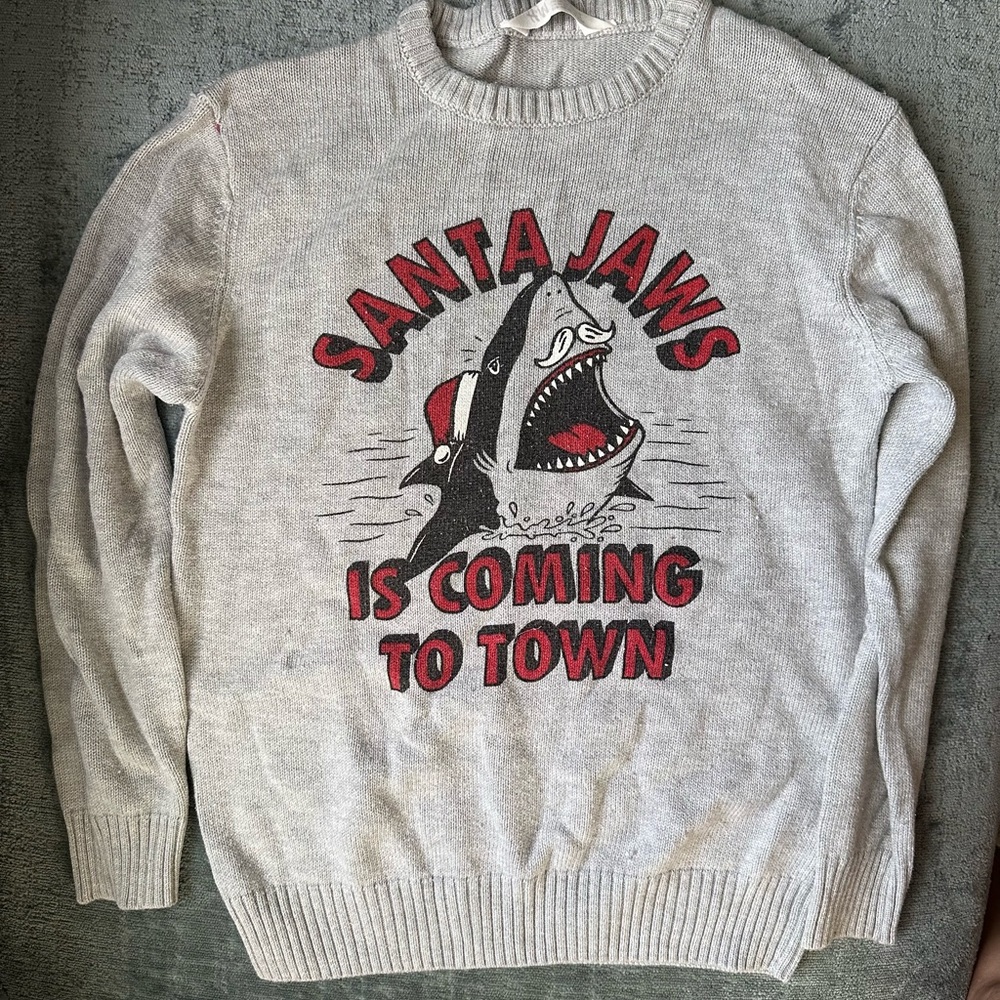 Kids Christmas Sweater Santa Jaws